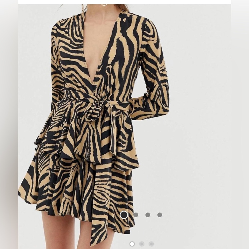 Zebra Print V-Neck Dress